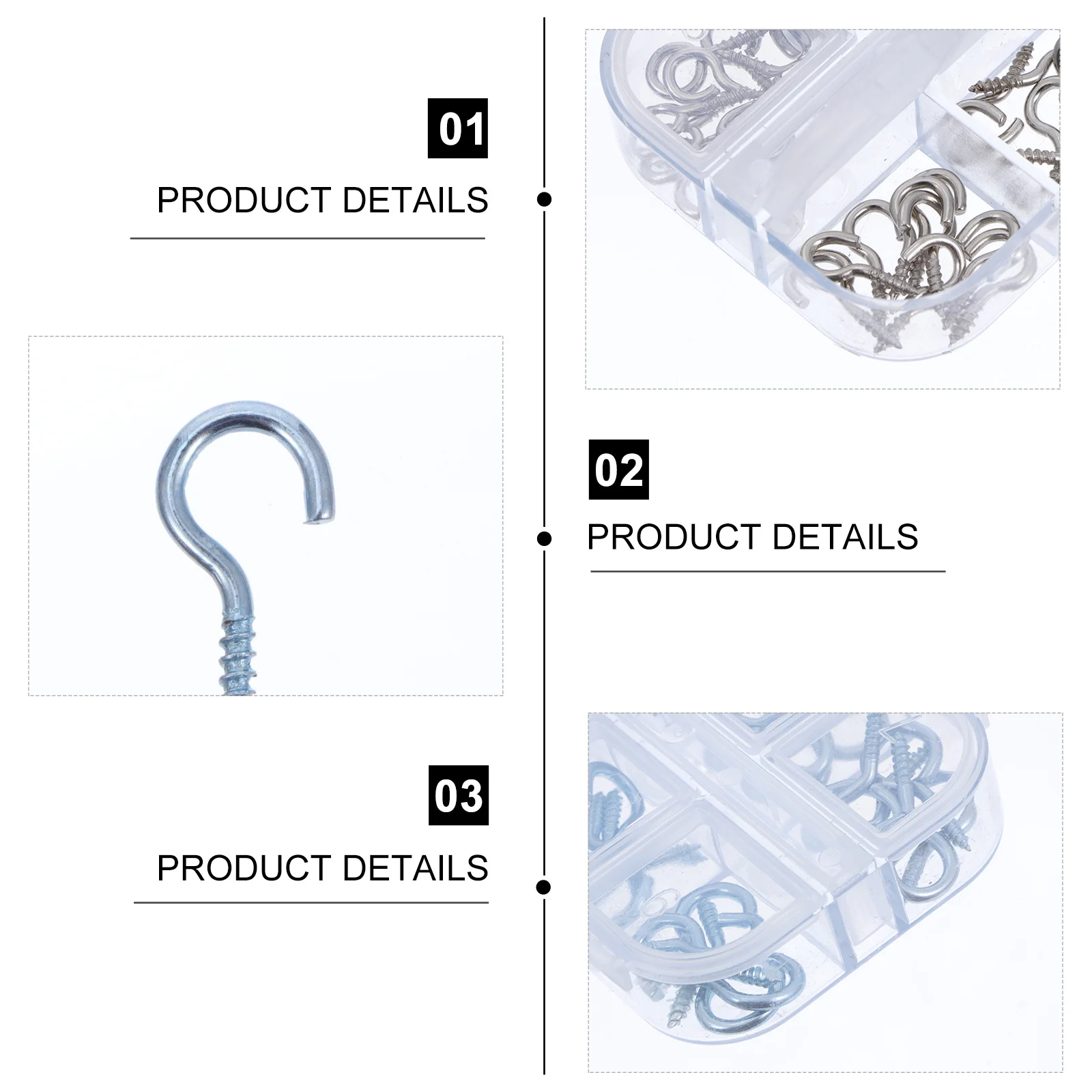 

100pcs Hook Screw Set Carbon Steel Eye Screws For Diy Jewelry Hanging Photos Wood Crafts Sheep Eye Screw Supply