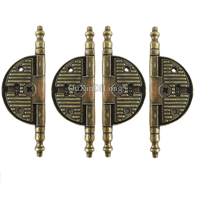 Antique 4PCS European Zinc Alloy Furniture Hinges Cupboard Wardrobe Cabinet Door Hinges Wood Cases Box Hinges + Screws