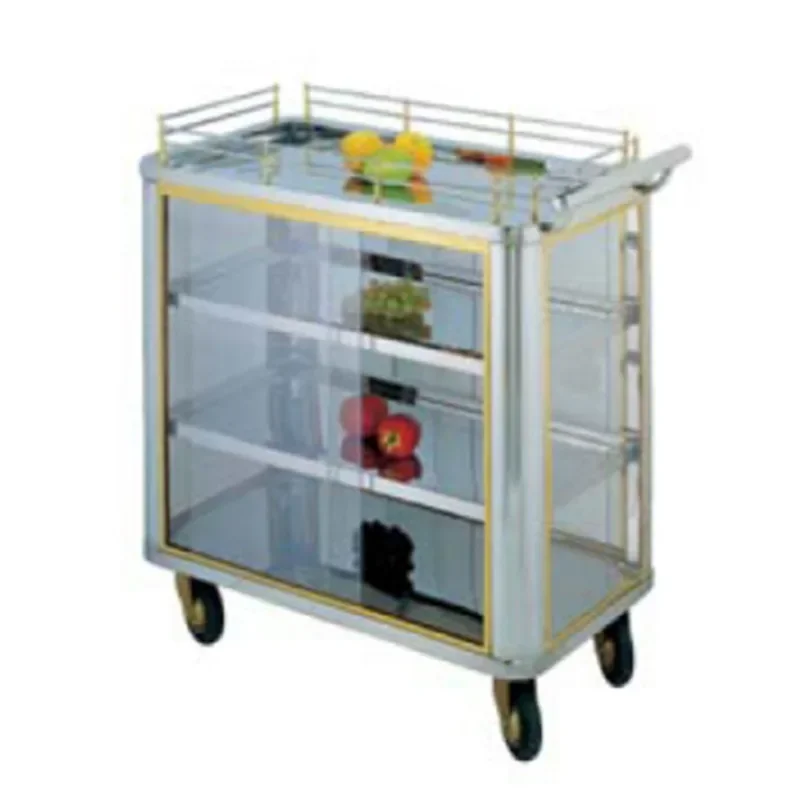 Mass supply production of stainless steel titanium hotel supplies pastry cart, high-quality hotel service pastry cart