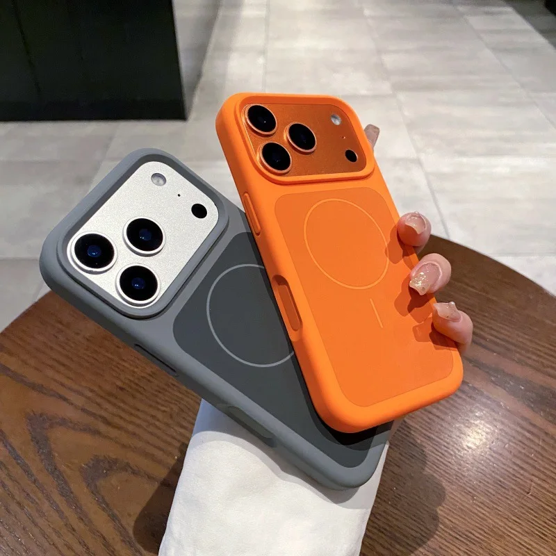 Orange Flüssigsilikon Handyhülle für Magsafe iPhone 17 Pro Max Air 16 Mag Safe 17 Pro iPhone 17 iPhone Air 16Pro Zubehör