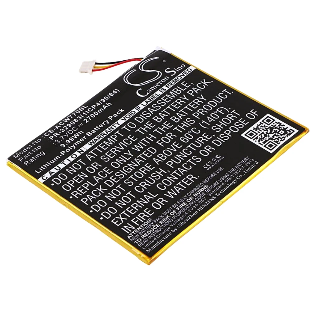 Li-Polymer Tablet Battery for Acer,3.7v,2700mAh,Iconia One 7 B1-770,KT.0010H.003 PR-329083(1ICP4/90/84) PR-329083