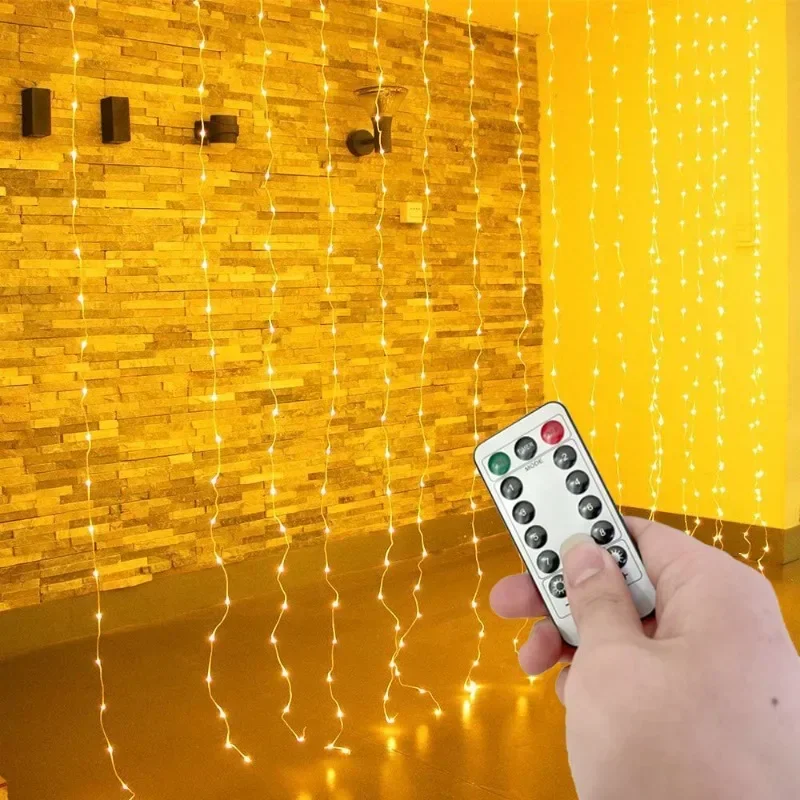 Christmas Curtain LED String Lights 6m/3m/2m/1m USB Plug 8 Modes Party Lights New Year Home Wedding Holiday Decor Aesthetic