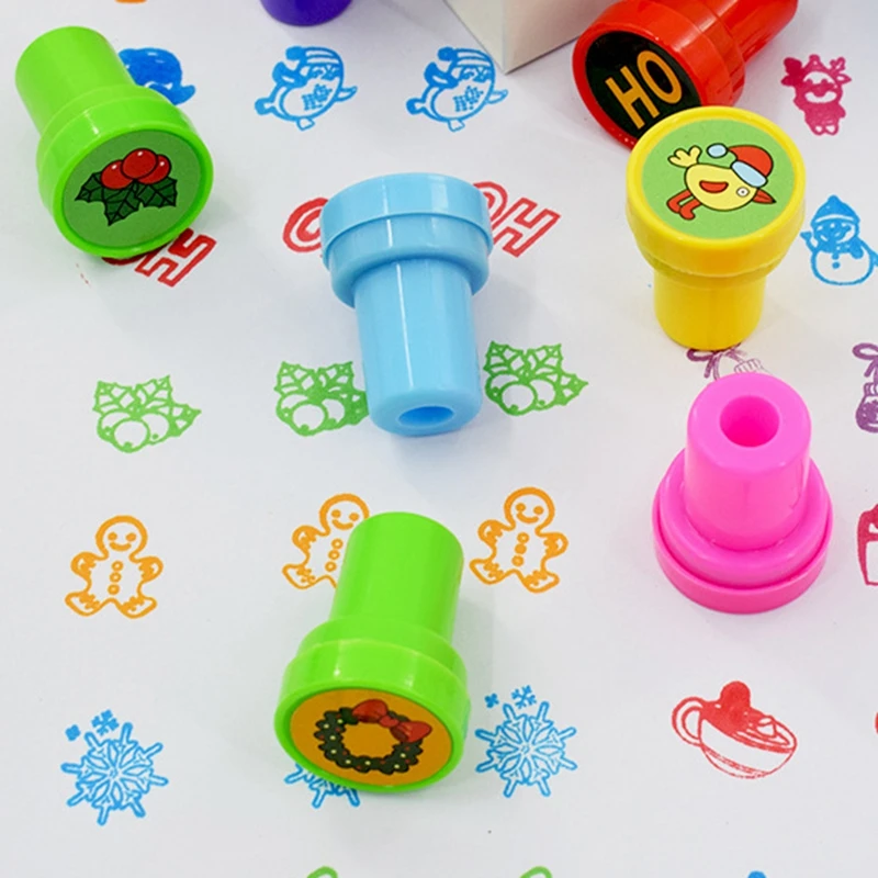 12/24 قطعة الكرتون عيد الميلاد ختم طفل سانتا ثلج الأيائل ختم هدية عيد ميلاد حفلة عيد الميلاد لصالح الأطفال بيناتا شنطة هدايا حشو #3