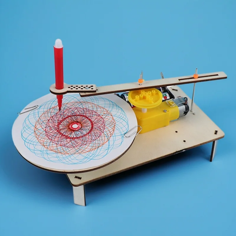 Wooden Electric Plotter Drawing Robot - DIY Creative STEM Kids Model Automatic Painting Science Electronics Kits Experiment