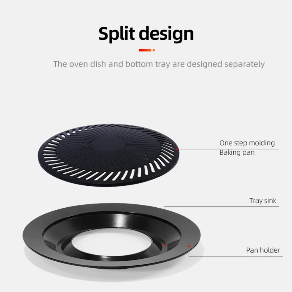 KOSUN Aluminum Korean Grill Pan Portable Round Nonstick Bbq Tray for Meat Vegetables Outdoor Camping Cooking Kitchen Accessories
