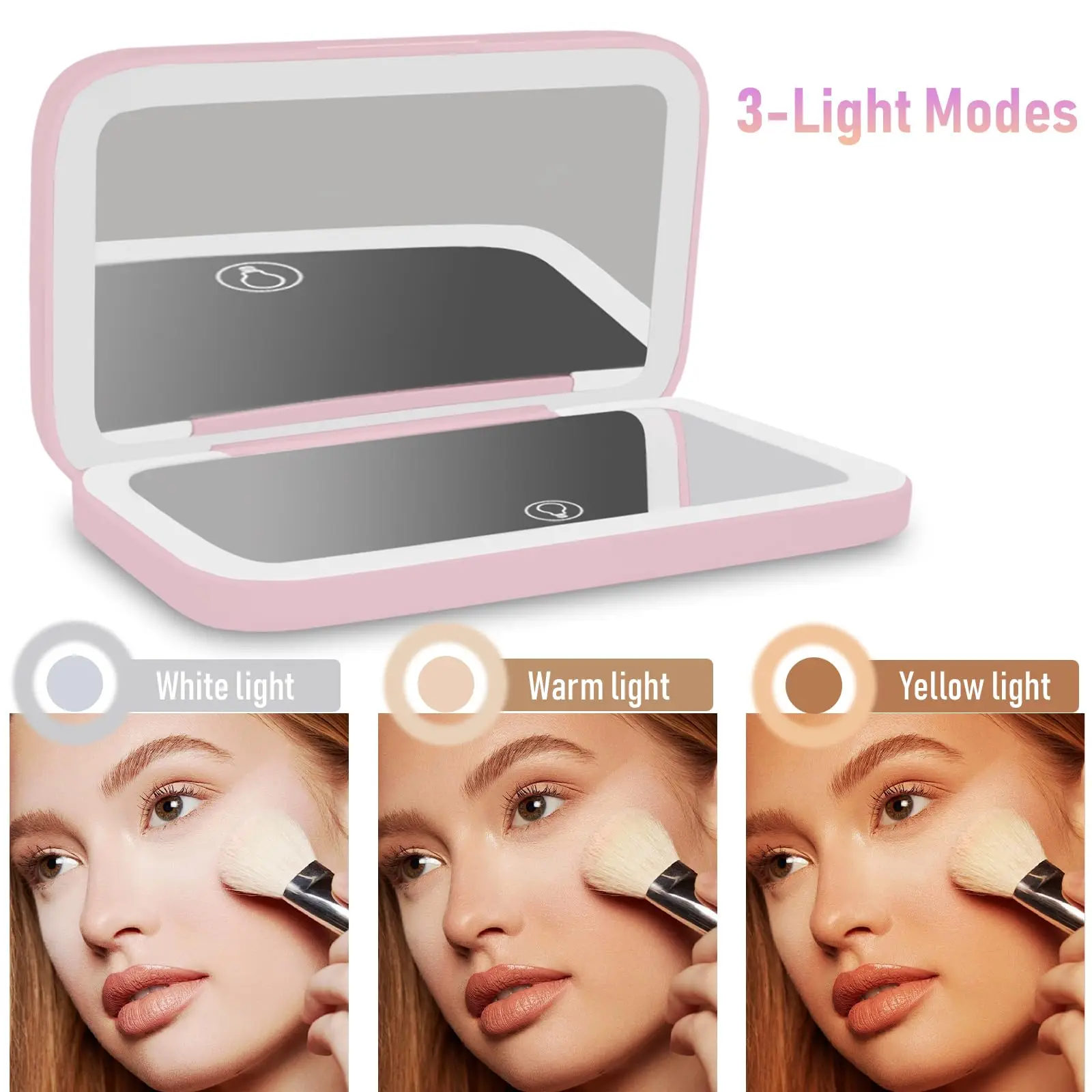 Make-Up Spiegel Met Licht Reis Mini Make-Up Spiegel Dubbelzijdig Usb Oplaadbaar Touchscreen