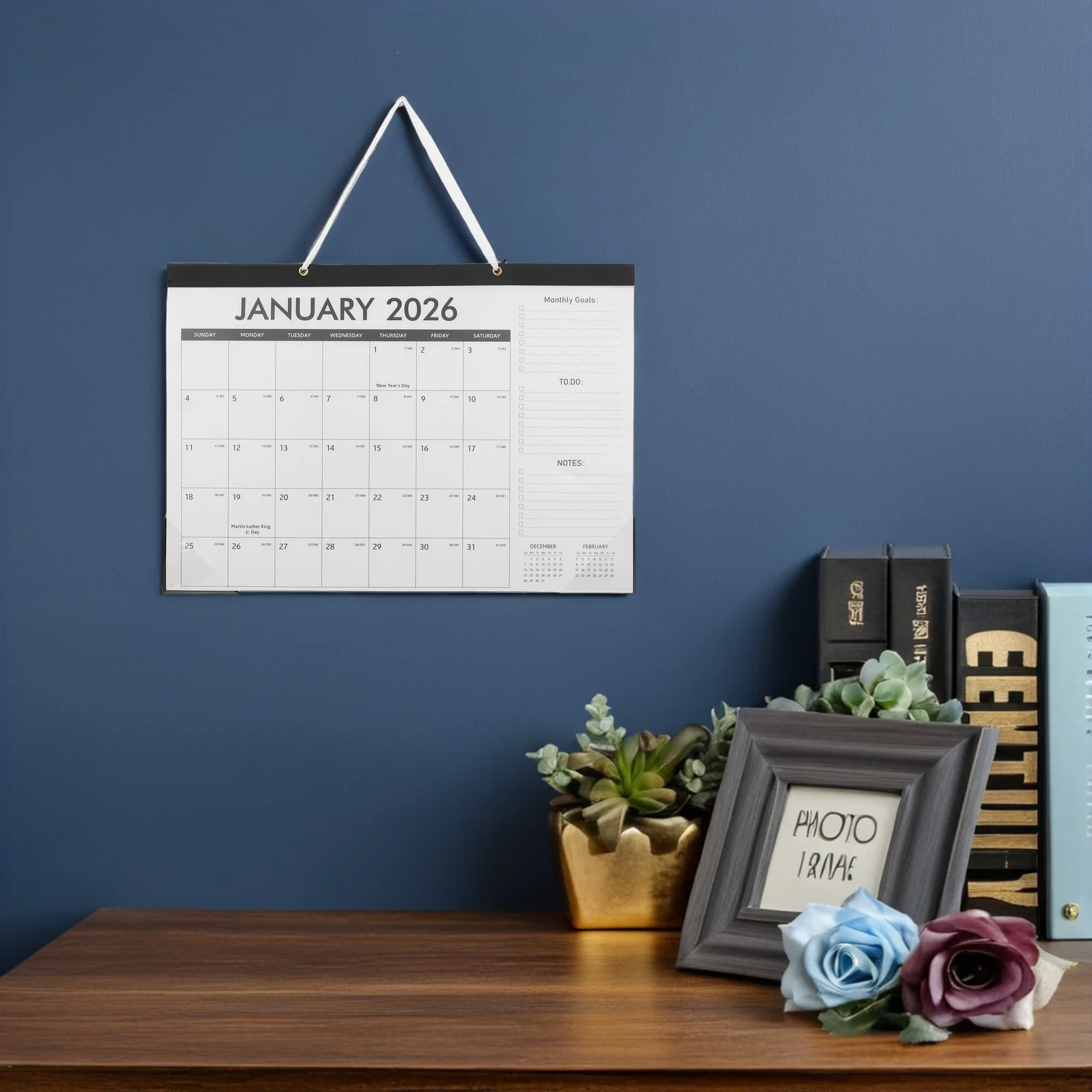 

2026-2027 18-месячный настенный ежемесячный планировщик с большим принтом, праздничные даты, офисный домашний вертикальный многоразовый календарь для школы, семьи 2026