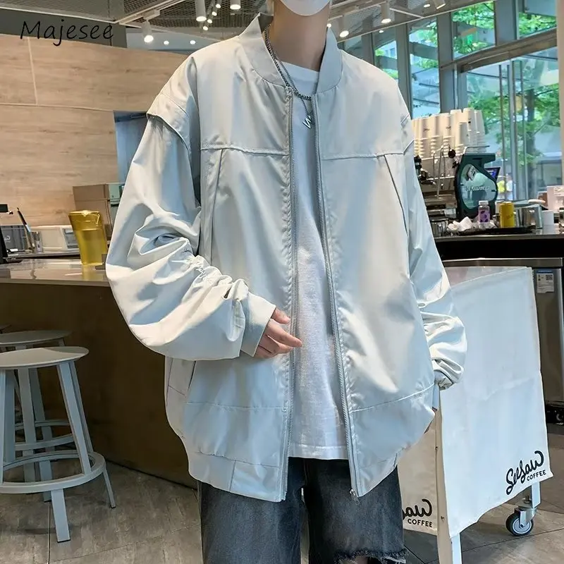 Interchange Jackets Men Solid Japanese Style Hip Hop High Street Stylish All-match Unisex Hipster Minimalist Moto Punk Daily