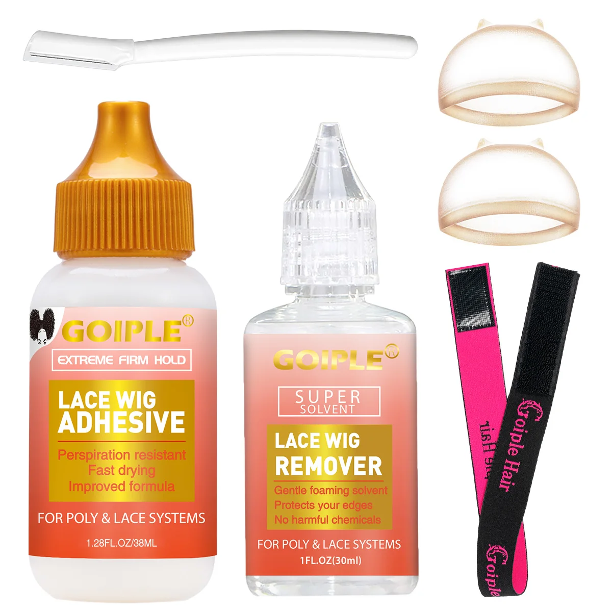6pcs Lace Wig Adhesive and Glue Remover Set,Invisible Waterproof Air Replacement Bonding Glue+Solvent, Strong Hold for Lace  Wig