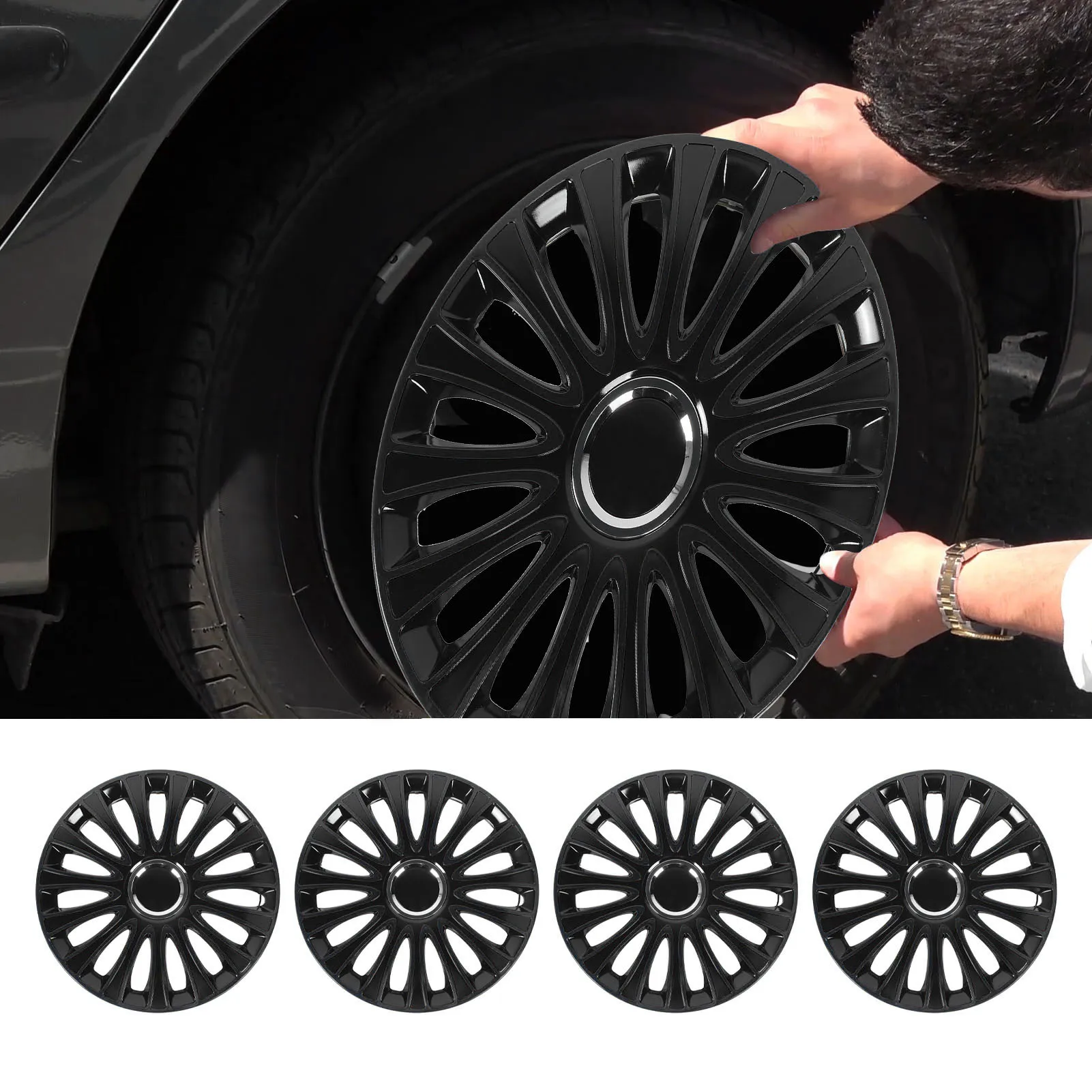 

Wheel Rim Cover Anti Scratch Decorative 16 Inch Wheel Hubcaps Fit Protective Snap On Simple Installation for
