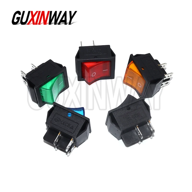 5pcs Latching Rocker Switch Power switch I/O 4 Pins with Light 16A 250VAC 20A 125VAC KCD4