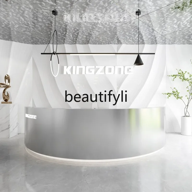

Company Beauty Salon Stainless Steel Front Desk Reception Desk Barber Shop Arc checkout page9344