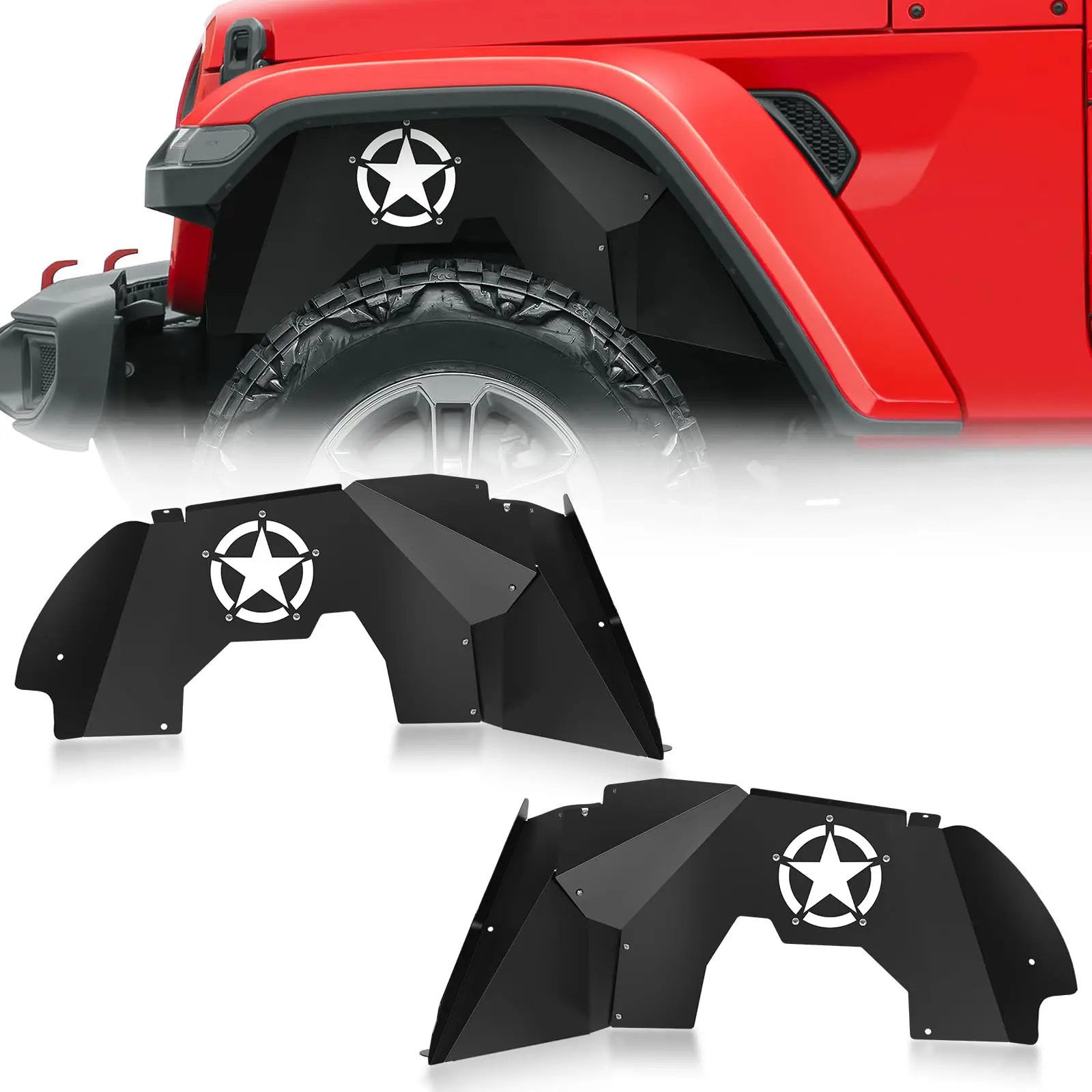 Steel Front Inner Fenders Liner for 2018-2024 Jeep Wrangler JL & JLU Unlimited Gladiator JT (2/4 Doors)