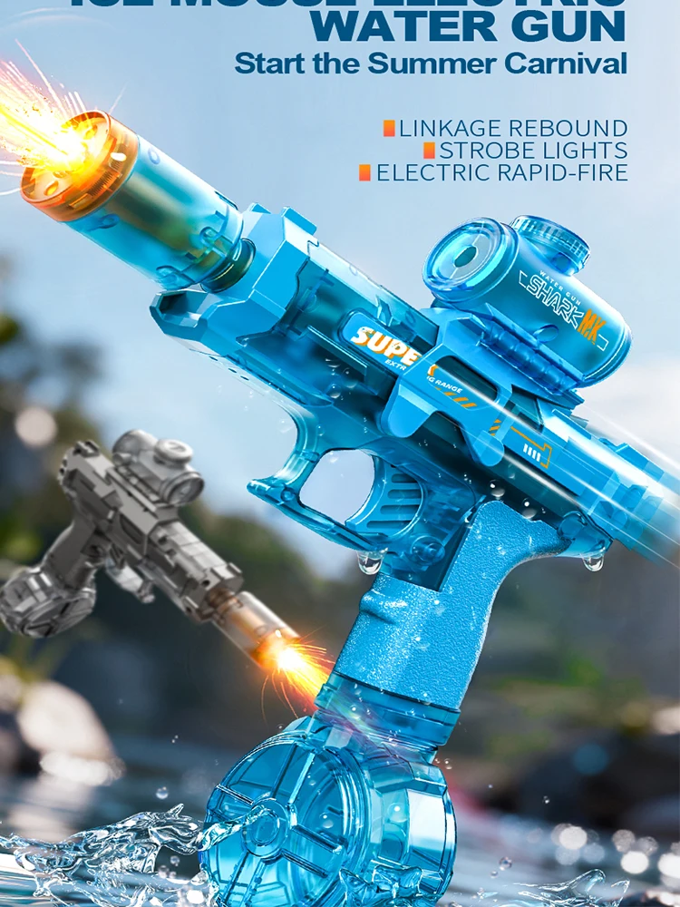 Elektrisch waterpistool Automatisch continu vurend spuitpistool Buitenspeelgoed Waterpistool met lange reikwijdte en verlichting Zwemspeelgoed - afbeelding 2