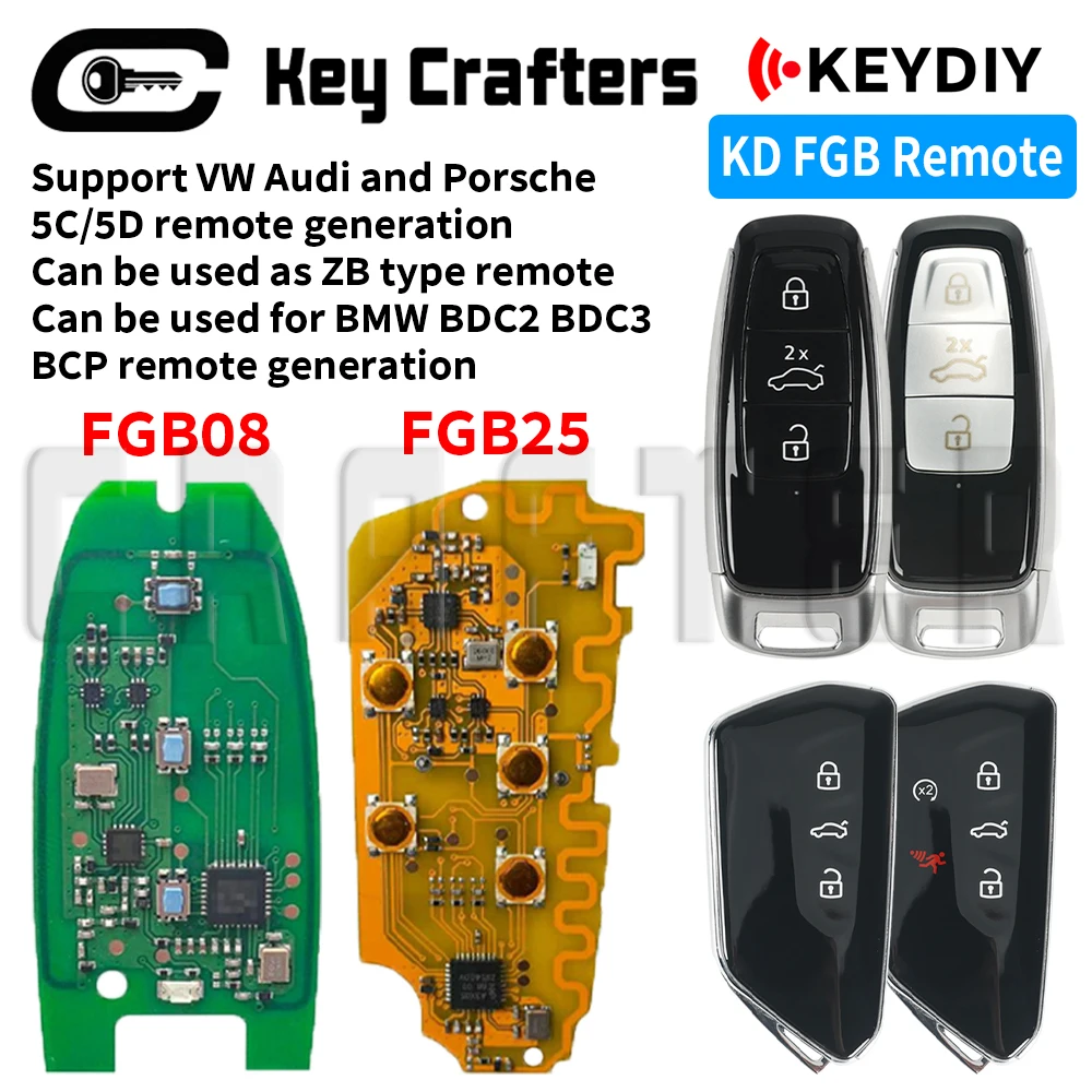 

Key Crafters 5C 5D FGB08 FGB25 KEYDIY Smart Car Key For AUDI VW Porsche 8Y0959754 5HG959753 5D System Vehicles No UWB Function