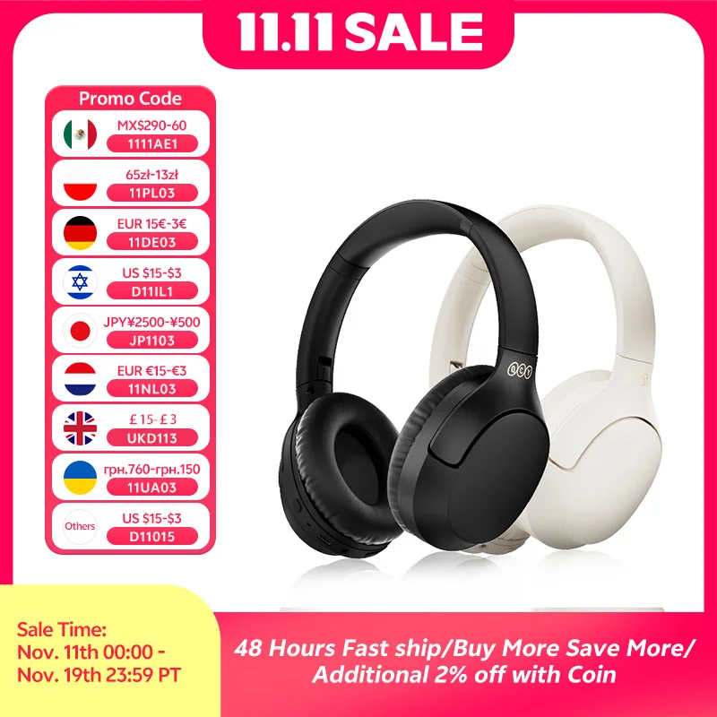 QCY H2 Pro Wireless Headphones Bluetooth 5.3 Earphones BASS Mode HIFI 3D Stereo Headset 70H Playtime Over the Ear Gaming Earbuds