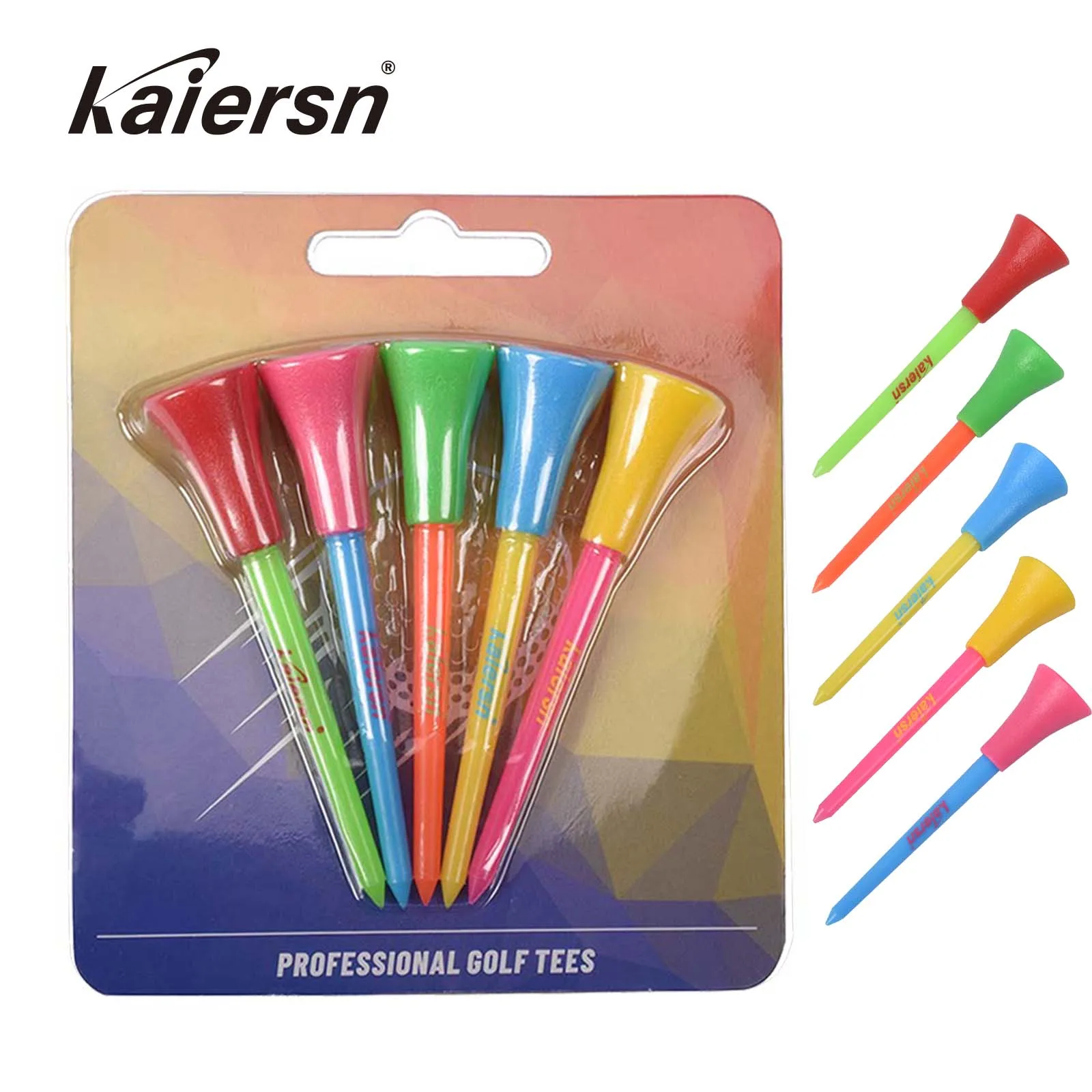 Kaiersn Premium Golf Tee Five 83mm Mixed Color Durable PVC Head Golf Tees Enhance The Golf Experience