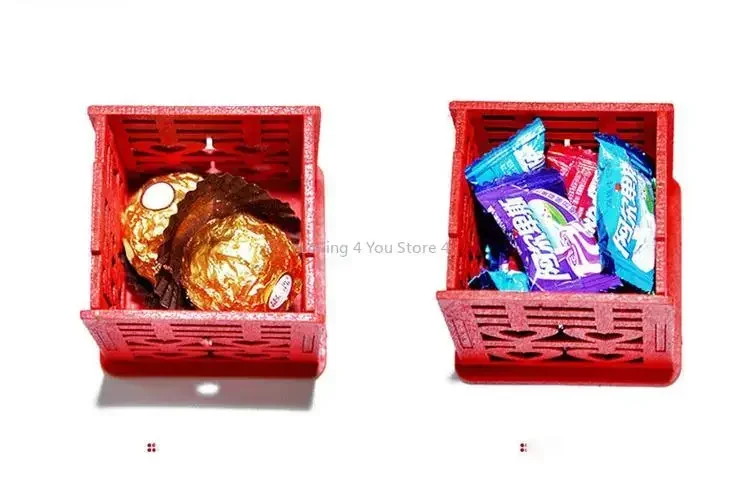 2 uds/12 Uds./50 Uds. Caja de dulces de boda de madera roja china, con borla de cuentas azules