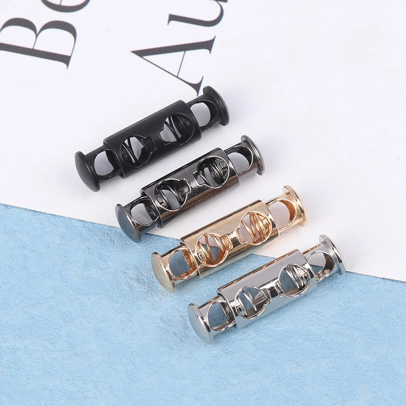 10Pcs Metal Double Hole Head Spring Buckle Cord Lock Elastic Adjustment Buckles Tightening Fasteners Locks Sewing Tools