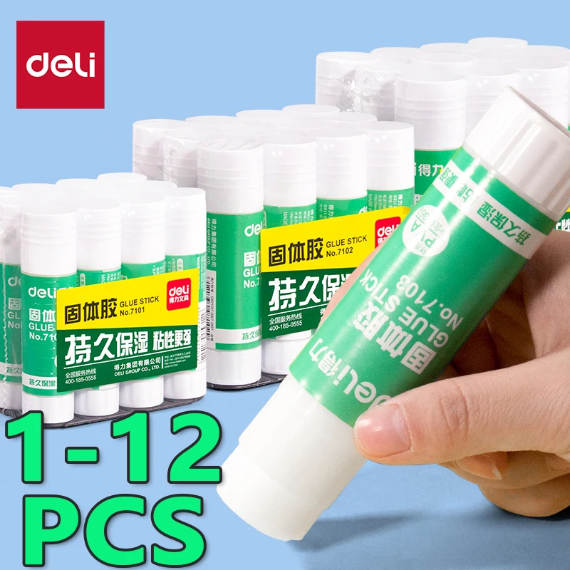 1-12pcs Deli 9-36g Solid Glue Stick High Viscosity PVA Strong Solid Adhesive Stickchildren'S Handmade Financial Office Supplies