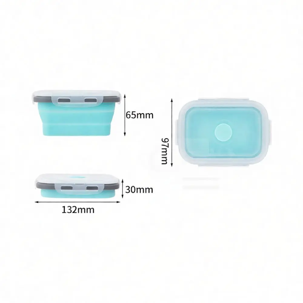 Space Saving Collapsible Silicone Food Box Non Reusable Bento Lunch Container For Office Workers Students