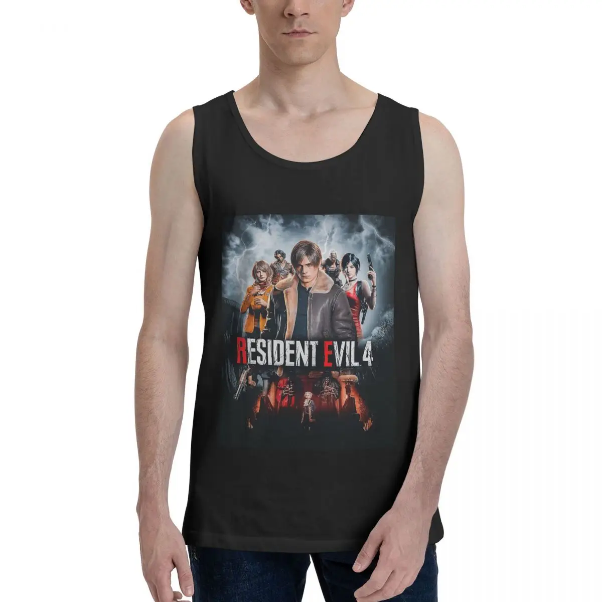 Resident Evils 4 Funny Games RE4 100% Cotton Men's Sweatshirt Vest Sleeveless Clothing Tees Men Tank Tops T-shirt
