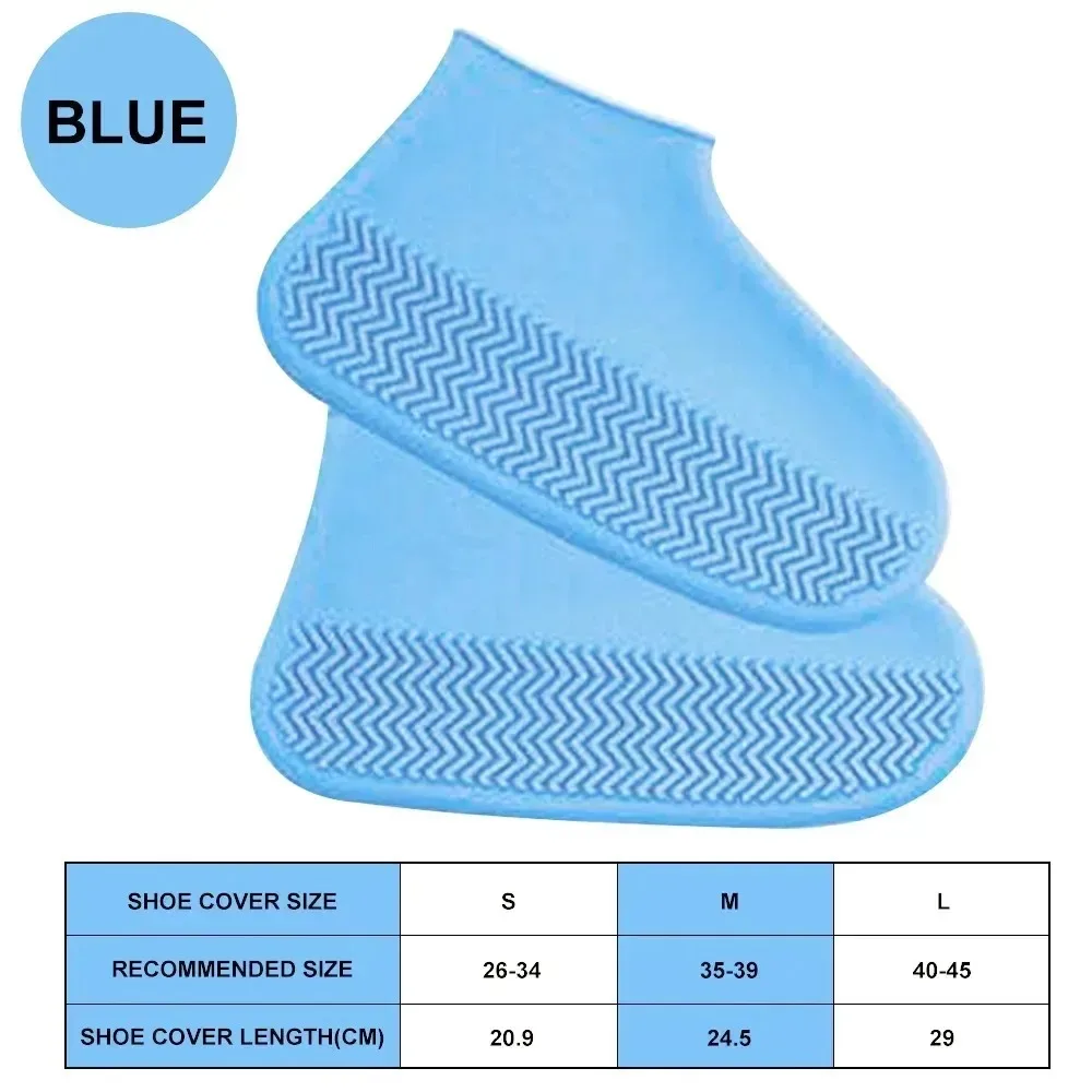 1 Pair Silicone WaterProof Shoe Covers S/M/L Covers Slip-resistant Rubber Rain Boot Overshoes Accessories for Outdoor Rainy Day