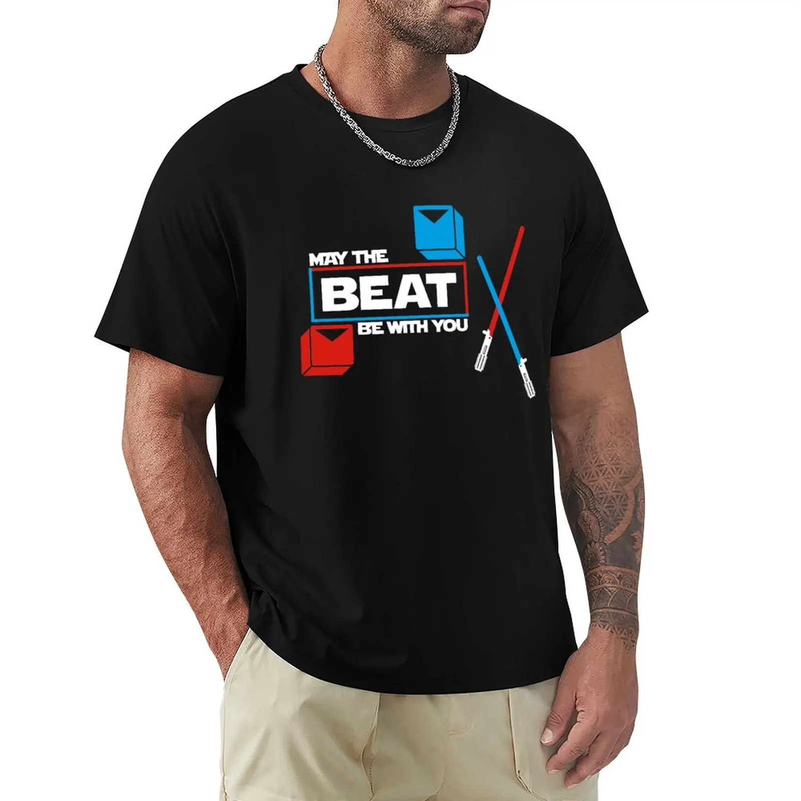 May The Beat Be With You [WHITE VERSION] T-Shirt Lightweight Print T-Shirt