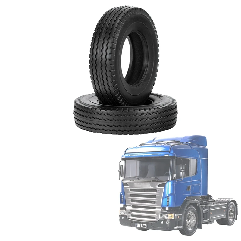 2Pcs 19Mm Hard Rubber Tires For 1/14 Tamiya RC Semi Tractor Truck Tipper SCANIA MAN King Hauler ACTROS Upgrades Parts