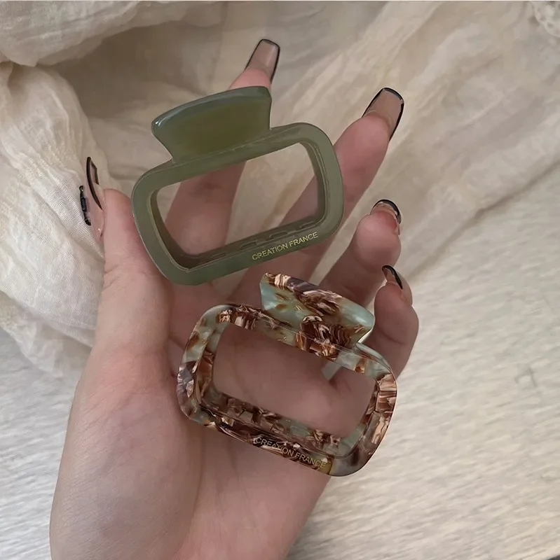 New Retro Hollowed Out Acetate Grab Clip Elegant Korean Crab Ponytail Braid Grab Clip Accessories for Girls Jewelry Gifts