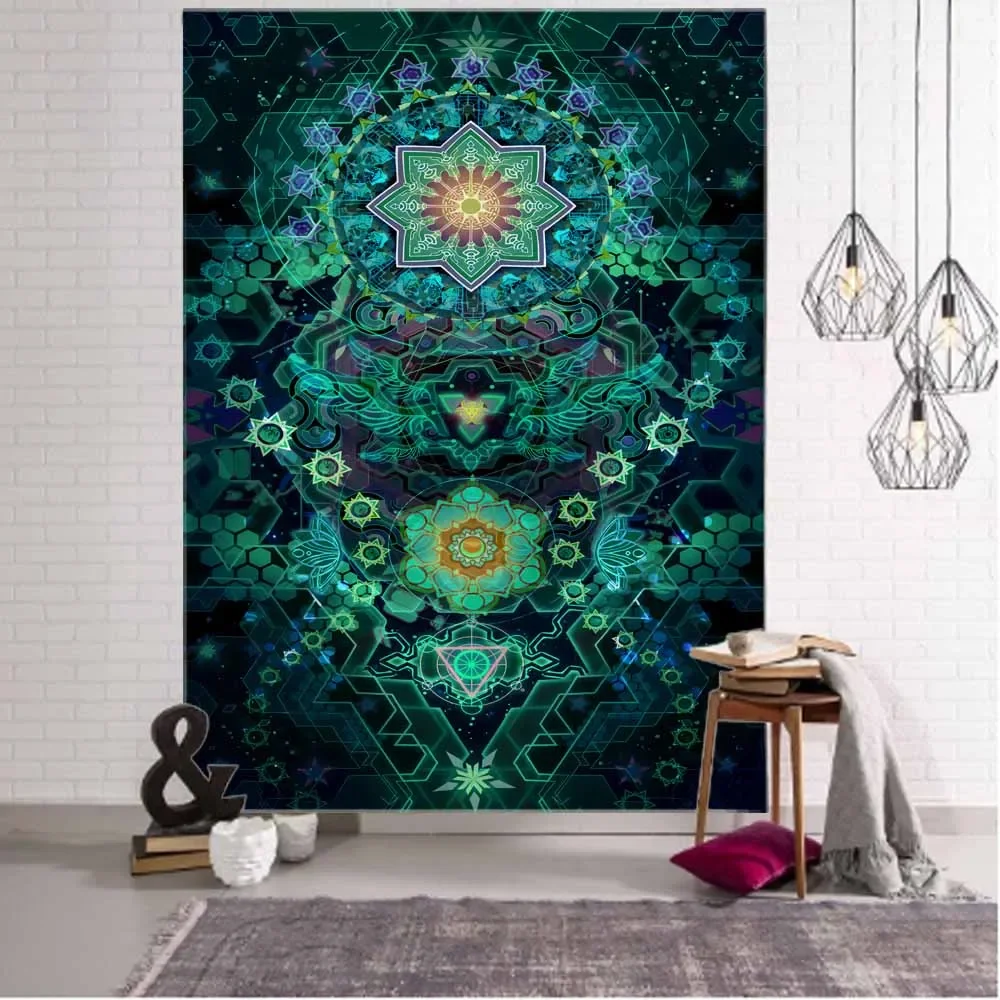 Psychedelic Fractal Art Tapestry Dream Mandala Wall Hanging Witchcraft Boho Hippie Tapestry Aesthetics Room Home Wall Decor