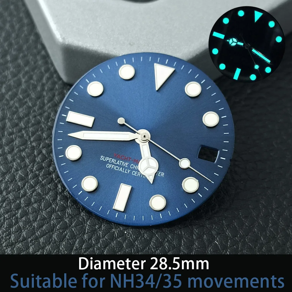 

28.5MM NH35/NH36 single and double calendar high-end watch dial, green luminous dial, suitable for NH35/NH36 movements