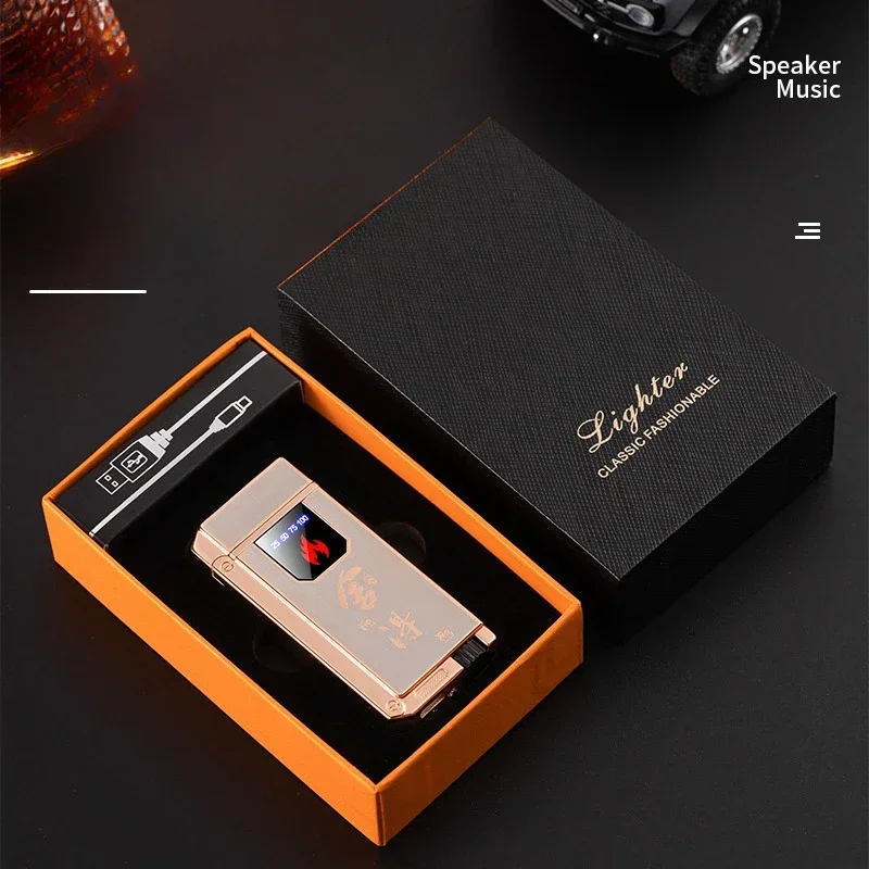 New High-tech Touch Sensor Lighter Gas-electric Hybrid Electronic Cigarette Lighter Windproof Alloy Fashionable Lighter Gift