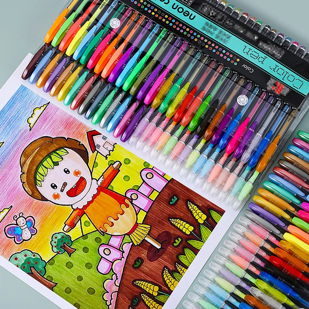 12/24 قطعة ألوان لامعة معدنية جل أقلام للمدرسة مكتب الكبار تلوين كتاب المجلات رسم الفن علامات تعزيز القلم