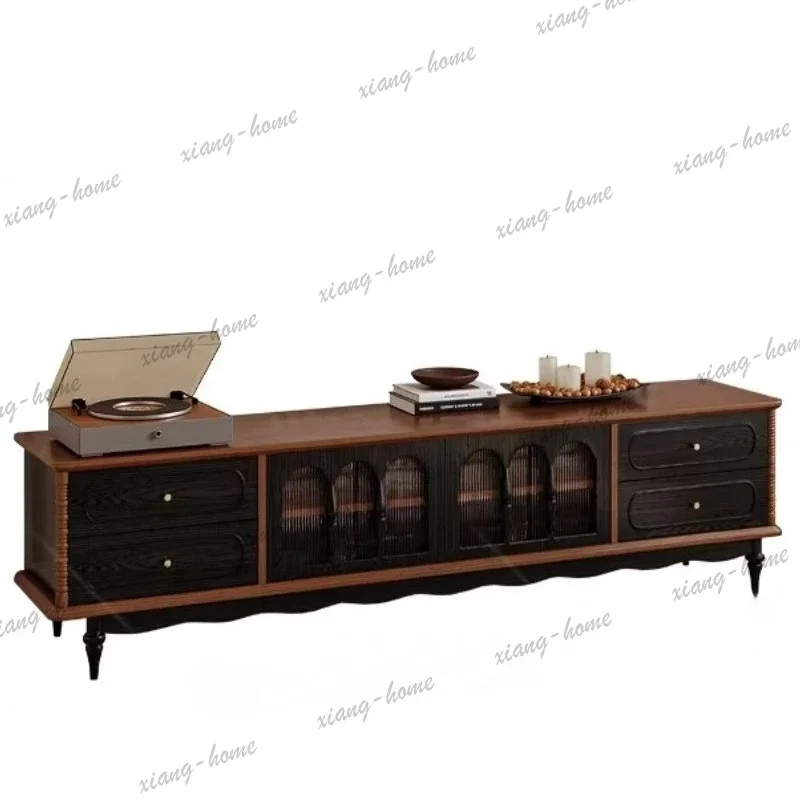 LJY Classic Minimalist Tv Cabinet Drawers Brown Design Space Center Living Room Tv Cabinet Solid Wooden Muebles De Salon Furnitu