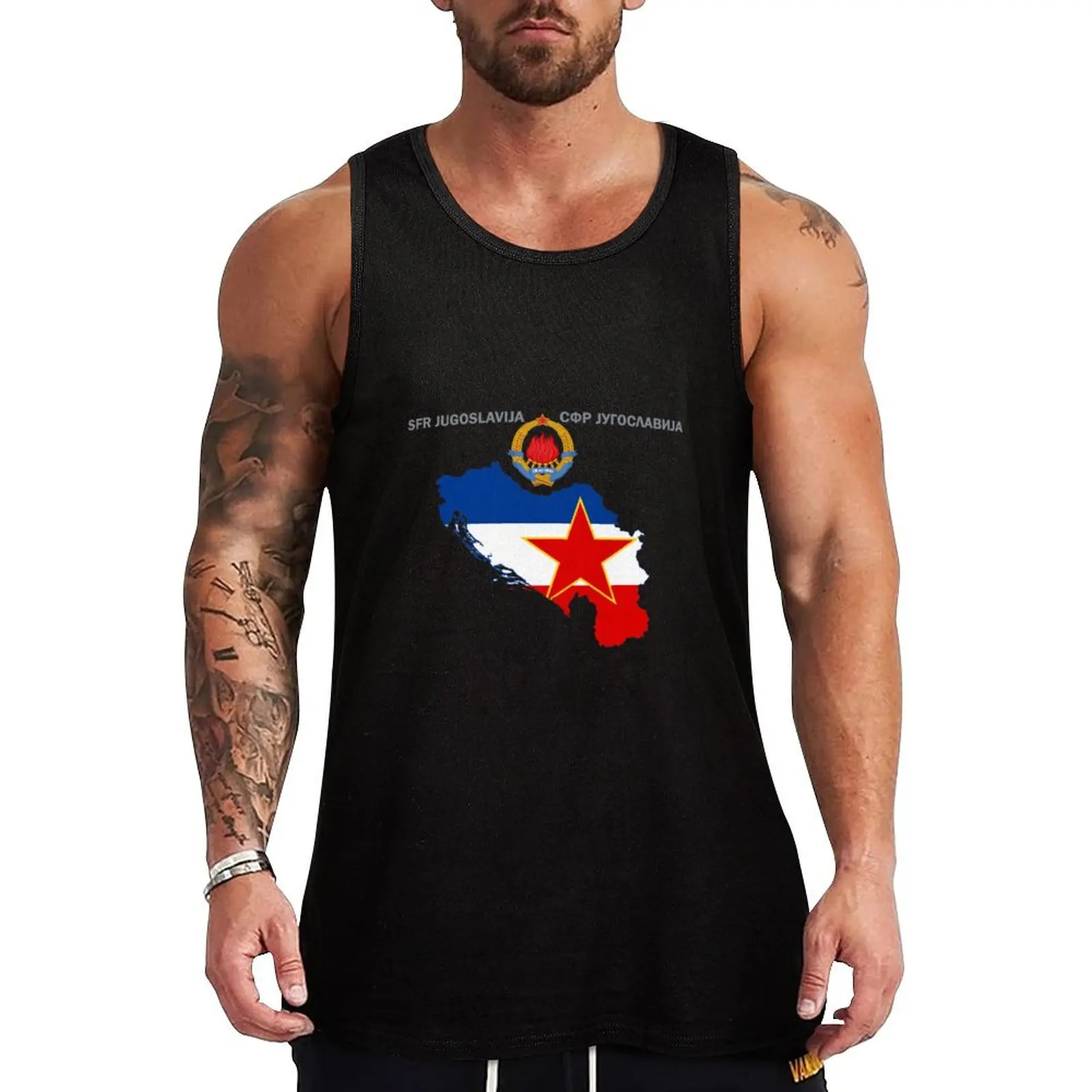 SFR Yugoslavia - Map - Emblem - Flag Tank Top summer clothes man 2024 Vest male