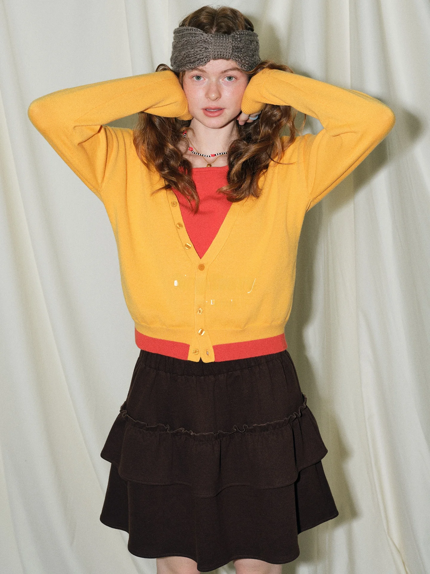 

Rina Berry Wool Blend ort Loose V-Ne Knitted Cardigan Casual Sle Color Blo Basic Retro Versatile Knitted Open Cardigan