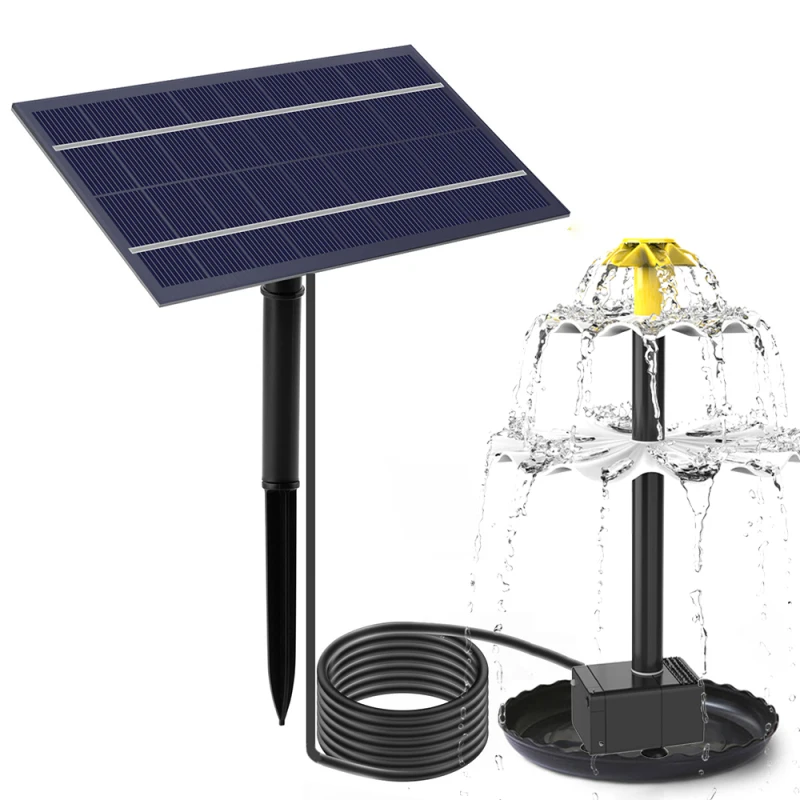 

2.5W Solar Fountain Pump for Bird Bath with 9 Nozzles Solar Powered Water Fountain Pump for Garden Pond Pool Fish Tank