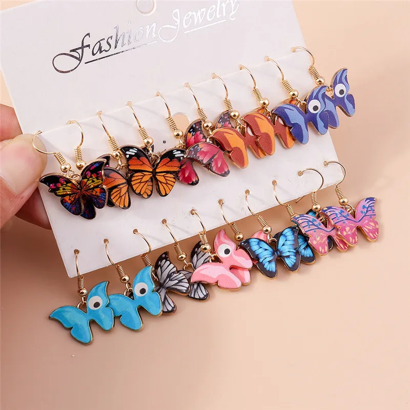 22 Farben Mode bunte Schmetterlings ohrringe für Frauen niedlich baumelnde Frauen Ohrring Halskette Geburtstags feier Geschenke trendy – Detail 2