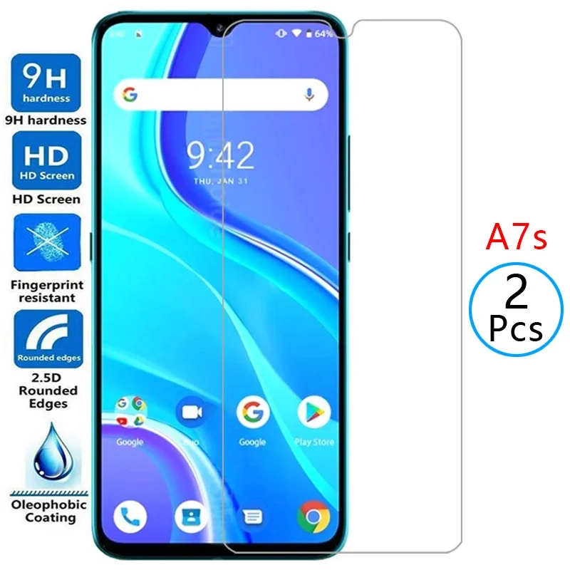 2pcs for Gld Protective Tempered Glass for Umidigi A7s Screen Protector on Umi Digi a 7s 7 A7 S As7 7as 6.53 Sa