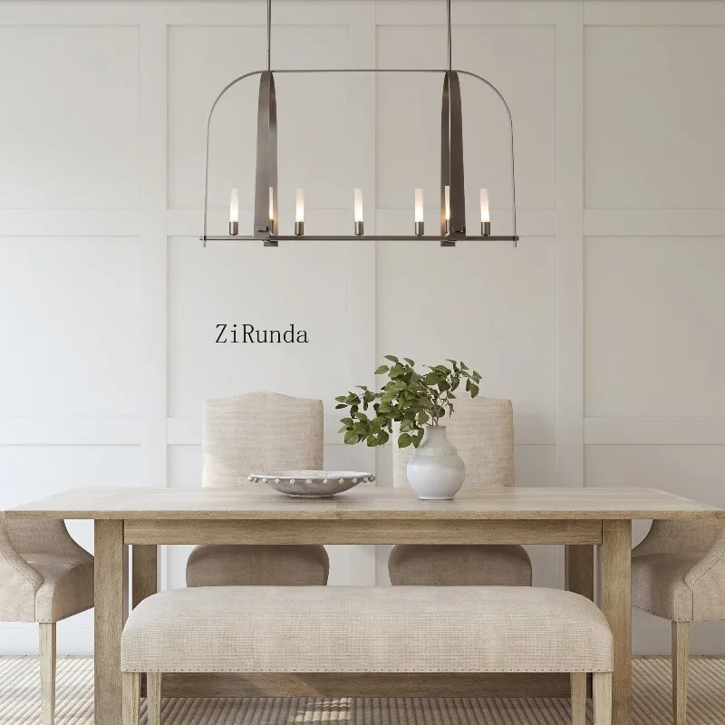 Copper glass cylindrical chandelier, handmade steel, adjustable height, suitable for living room chandeliers