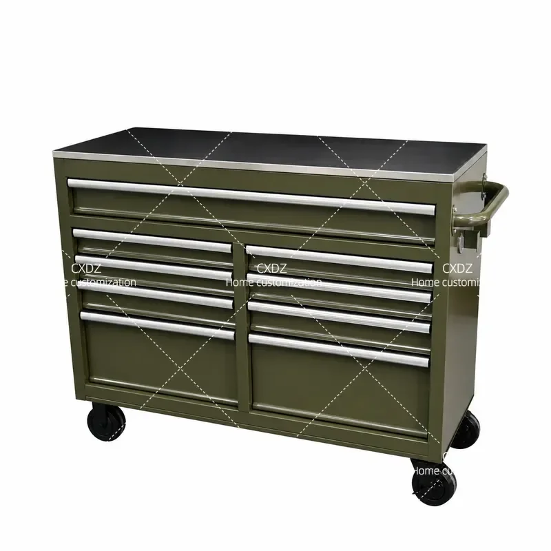 46 Inch Mobile Work Console Multi Function Tool Trolley for Auto Repair Workshop Maintenance Storage Cart