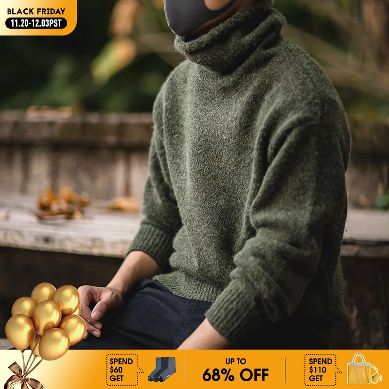 

Maden Workwear American Retro Thickened Warm High Neck Sweater Autumn and Winter Lazy Knit Underlay Men's Tops