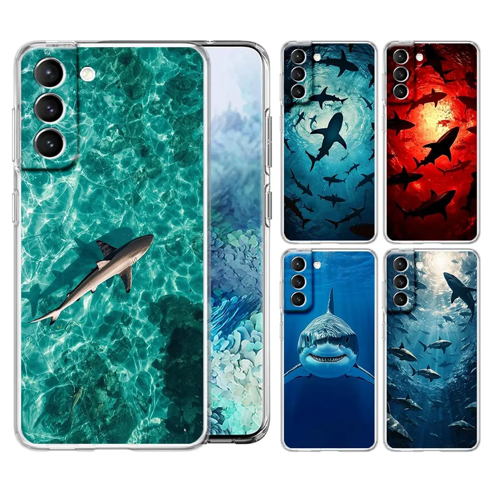 Ocean Animal Blue Clear Phone Case For Samsung Galaxy S26 S25 FE S24 + S23 S22 S21 Ultra S20 5G S10E Plus Cover