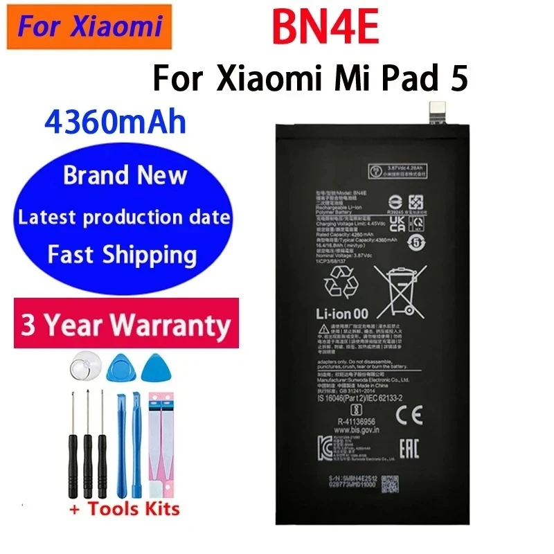 NEW High Quality 4360mAh BN4E Replacement Battery For Xiaomi Mi Pad 5 Pad5 Tablet Battery Batteries Bateria Batterij+Tools