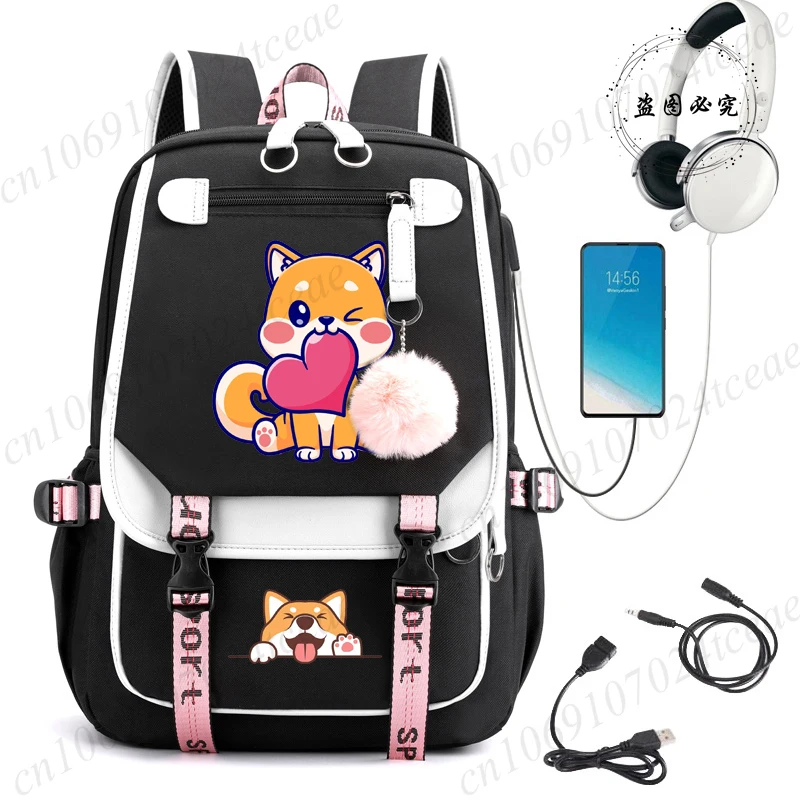 

Cute Shiba Inu Dog Cartoon Anime Women Schoolbag Large Capacity School Backpack Zipper Teens Girl Student Casual Daypack Bags