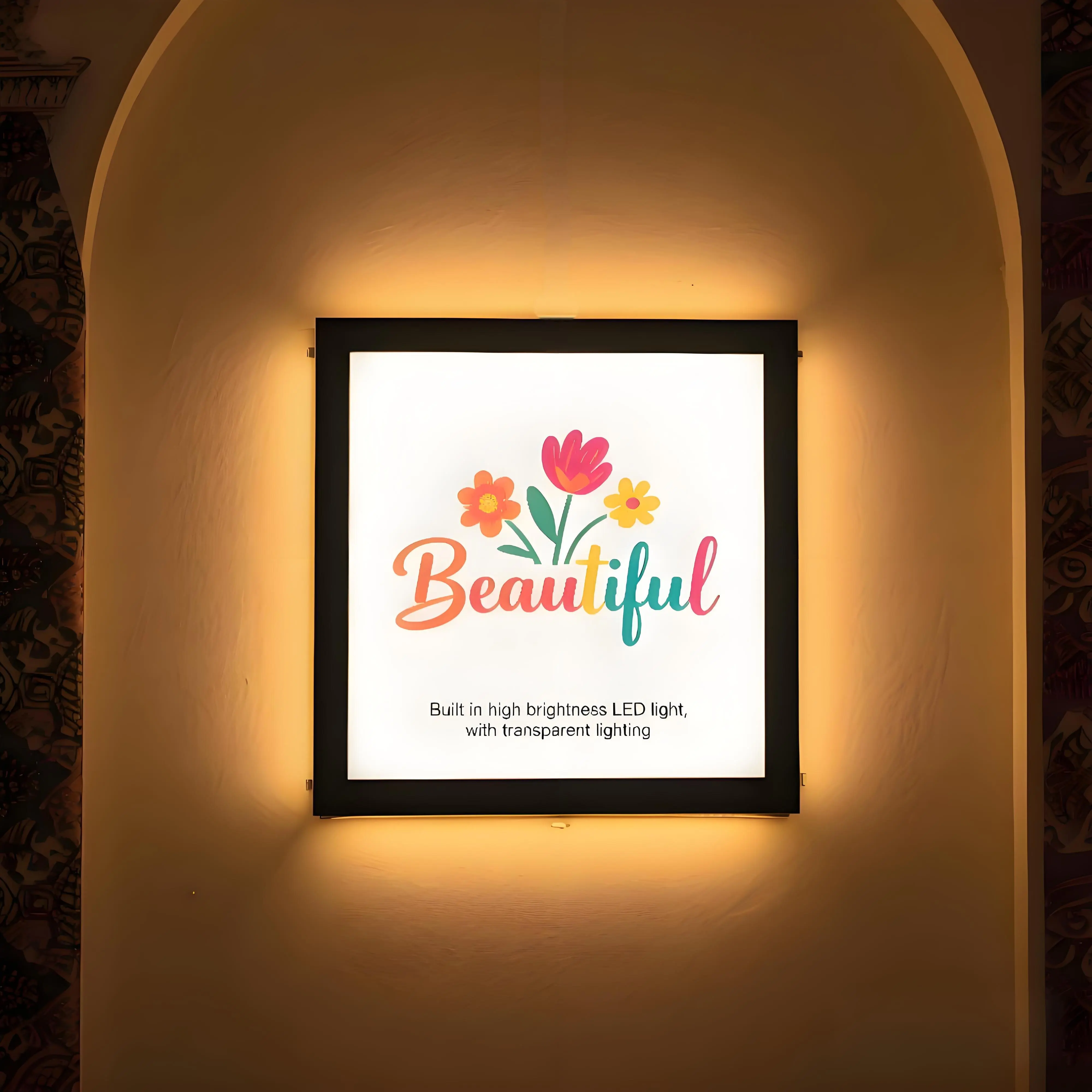 LED advertising light signboard single side acrylic business sign wall hanging store logo（Square Right Angle）