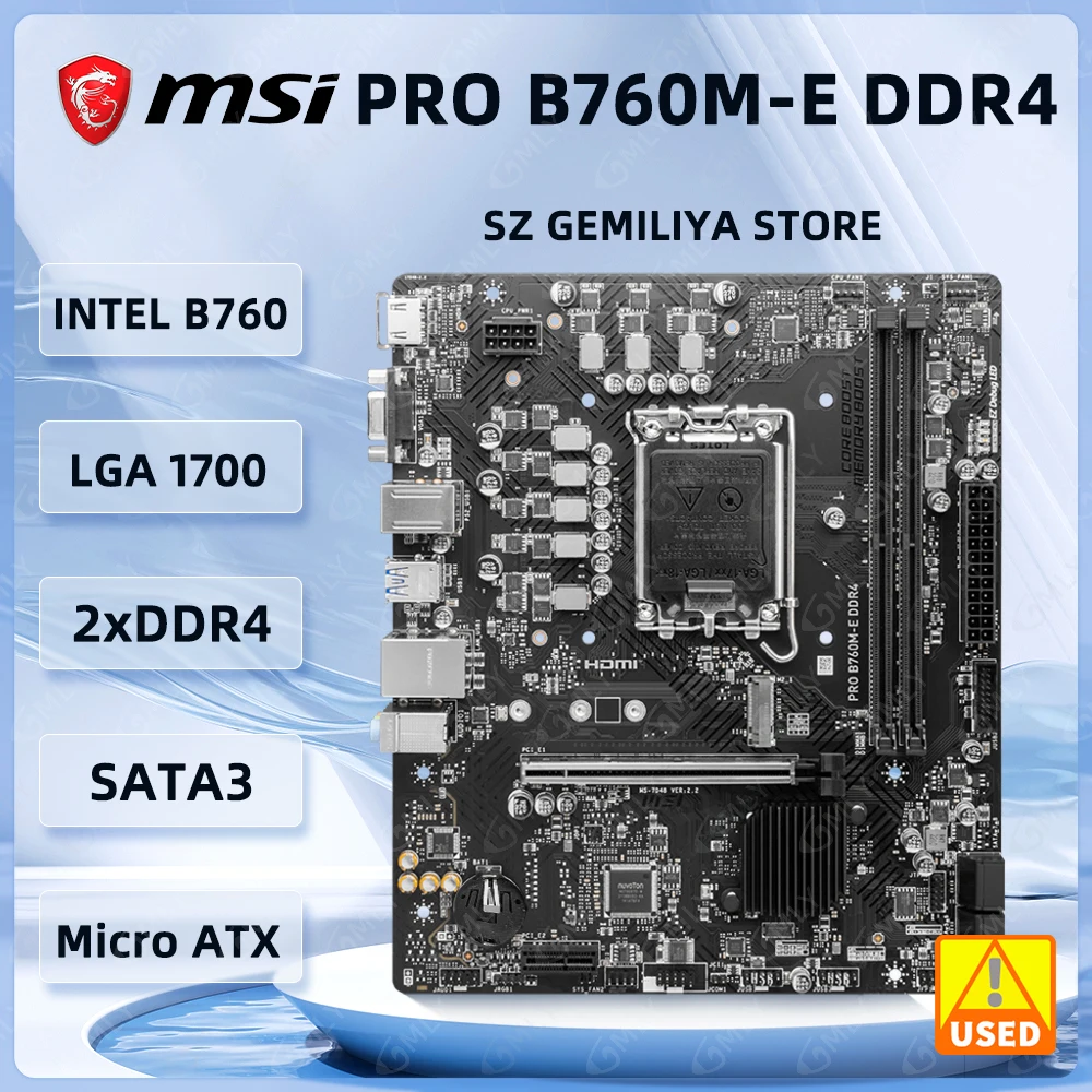 MSI INTEL B760 motherboard PRO B760M-E DDR4 LGA 1700 DDR4 64GB 14900F 14700T 13900 13100 14100 12900 12100 cpu M.2 SATA SSD