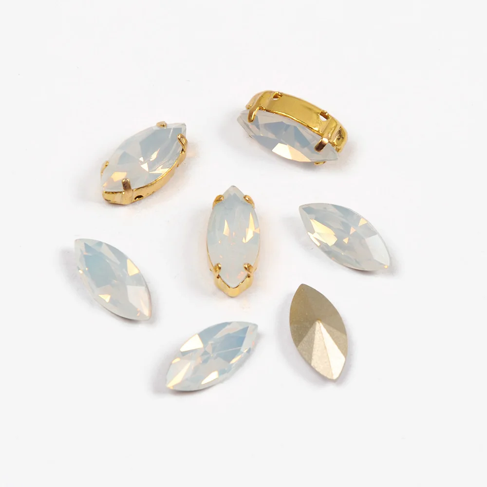 Weißer Opal Nähen auf ausgefallene Strass steine, DIY Näh zubehör, Zubehör Dekoration Glasperlen, Pointback-Kristalle für Kleidungs stück – Detail 13