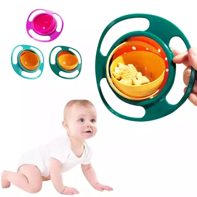 

New Design baby product 360 Rotate Creative Balance Bowls Baby Universal Non-spill Gyro Bowl Anti Spill Baby Feeding Tableware